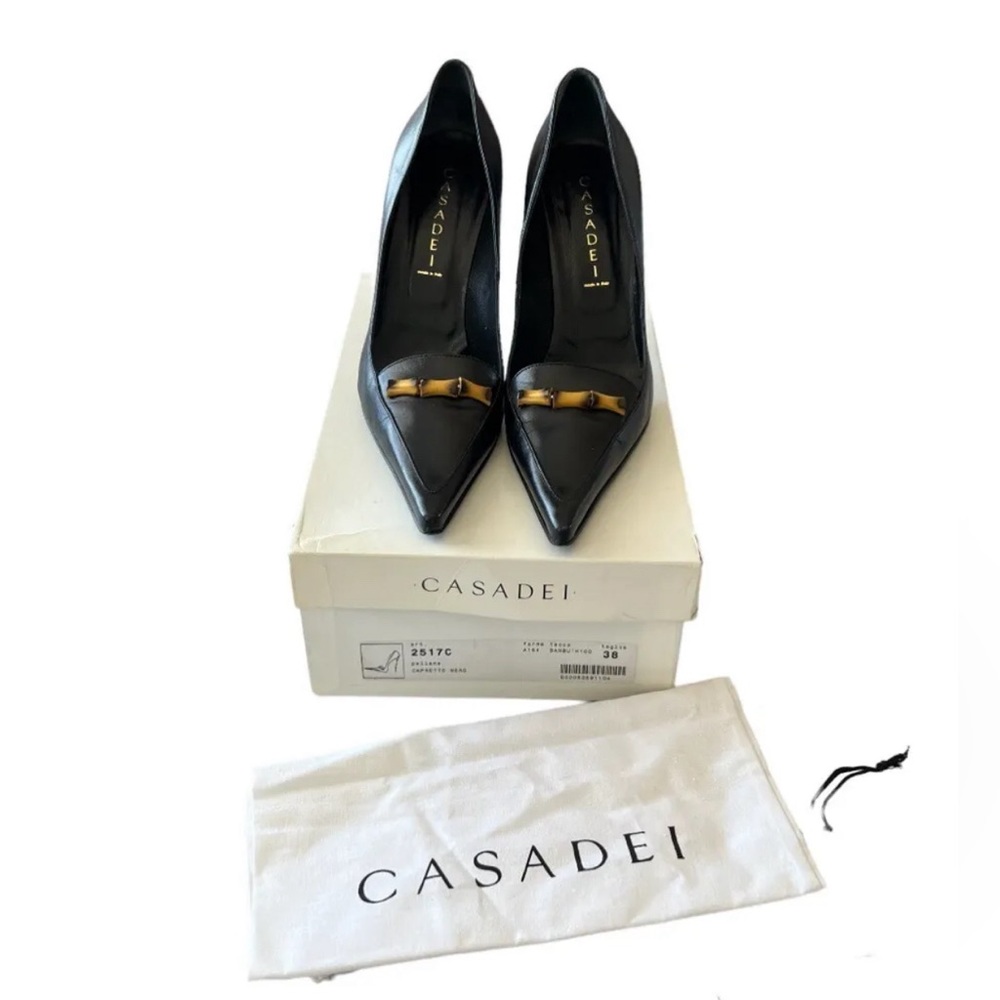 CASADEI Pellame Capretto Nero Black Bamboo Blade High Heel